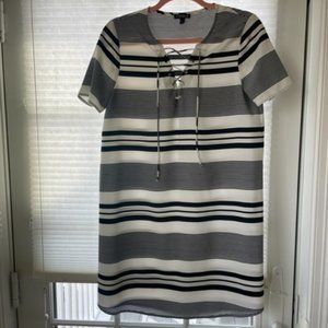 Navy Blue & White Striped T-Shirt Dress